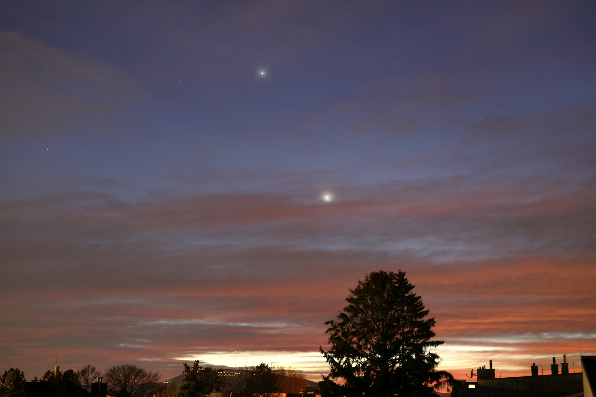 Venus und Jupiter im Abendrot