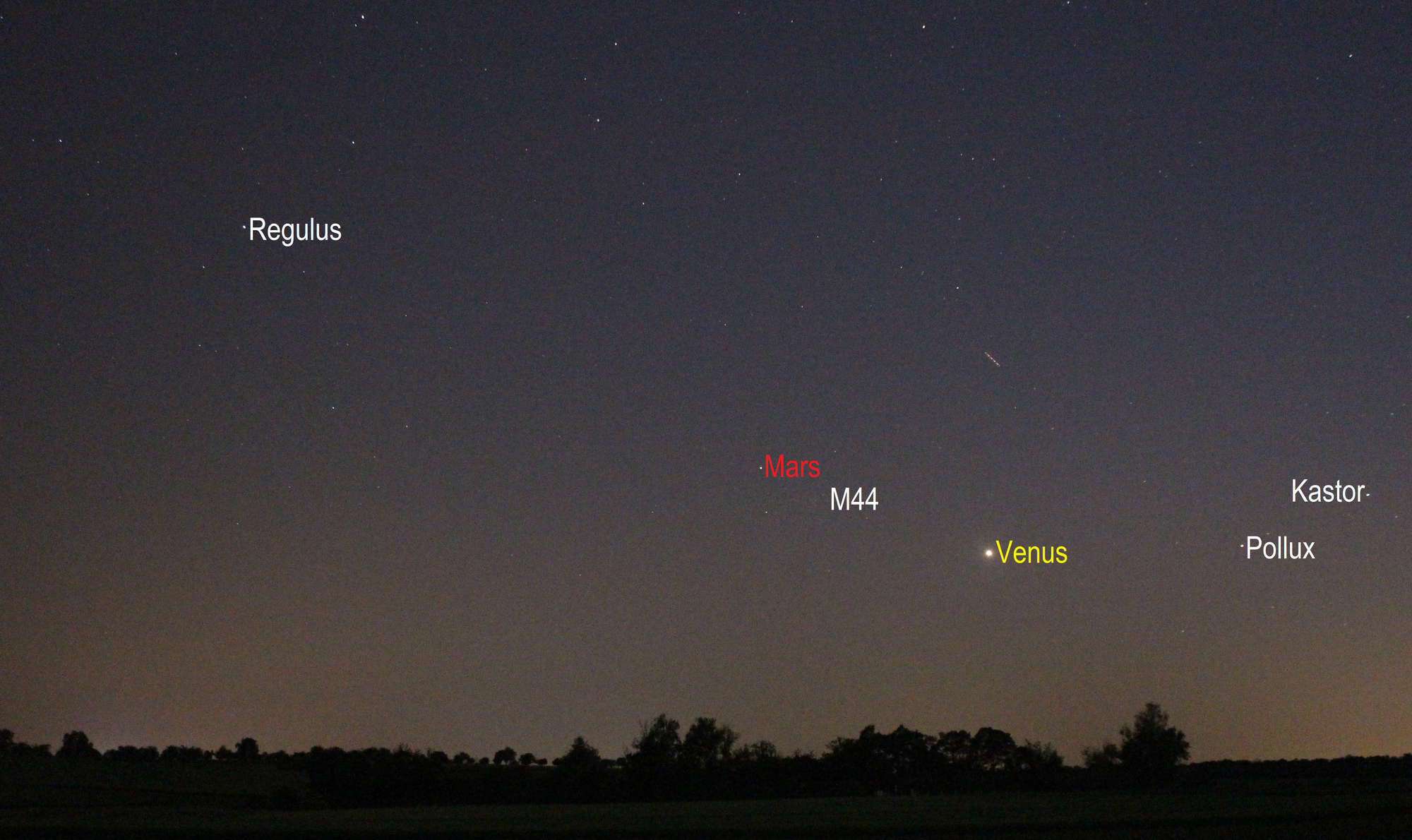 Venus und Mars am Abendhimmel (Objekte beschriftet)