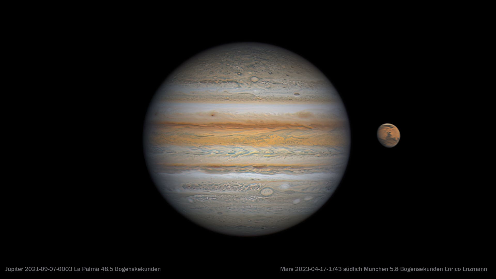 Größenvergleich Jupiter Mars