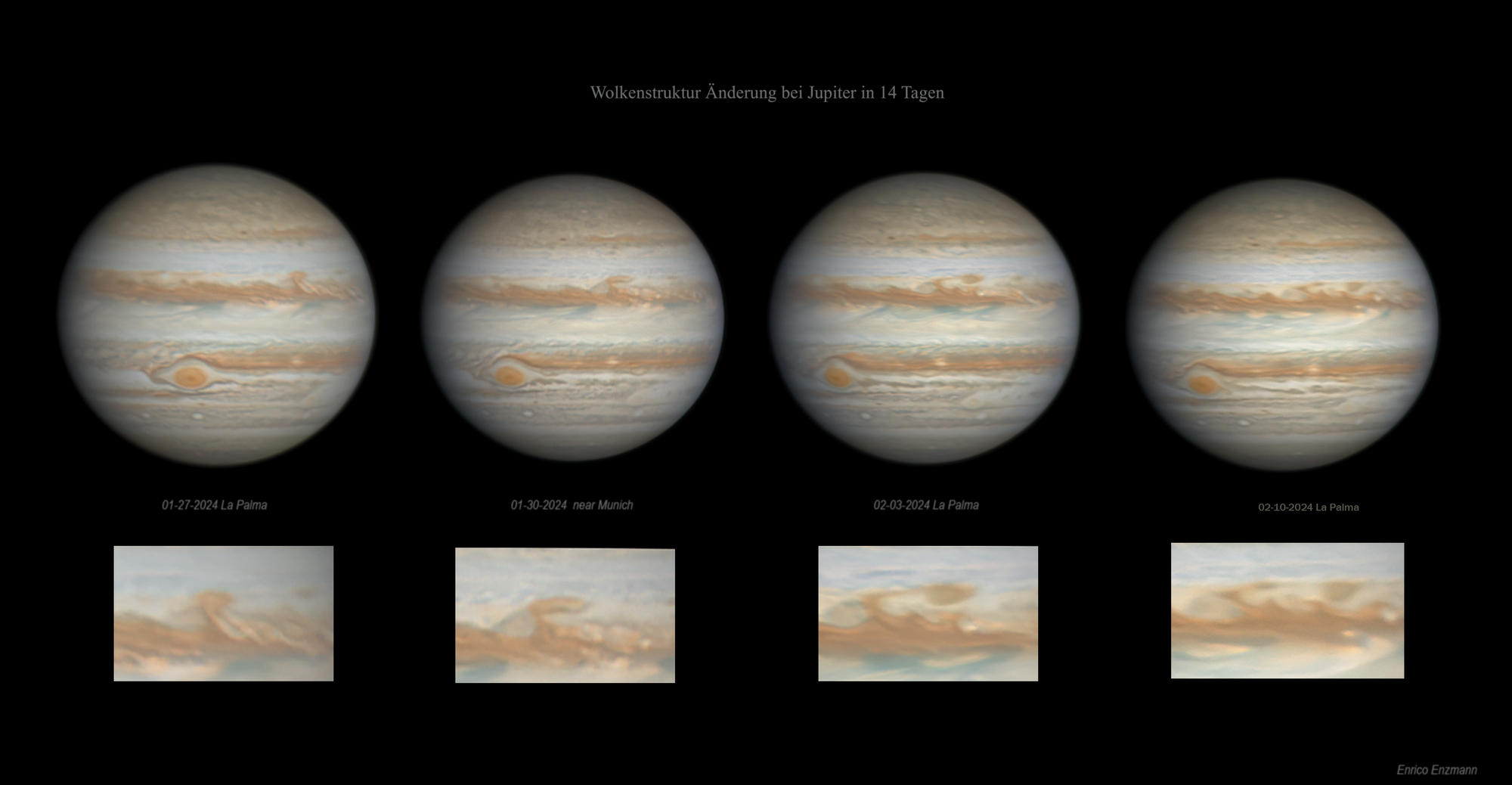Wolkenstruktur-Änderung bei Jupiter in 14 Tagen