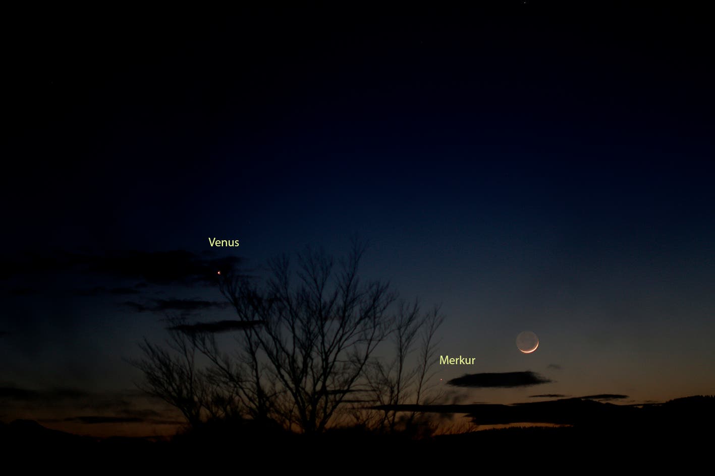 Mond, Venus und Merkur