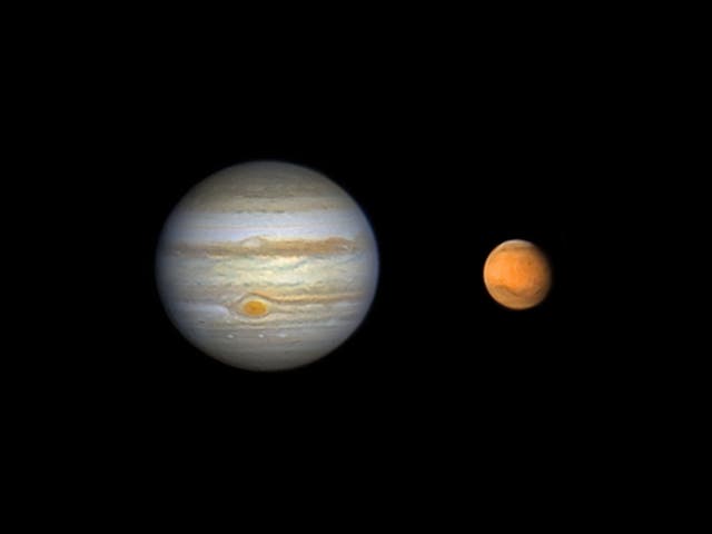Jupiter und Mars am 30. Oktober 2022