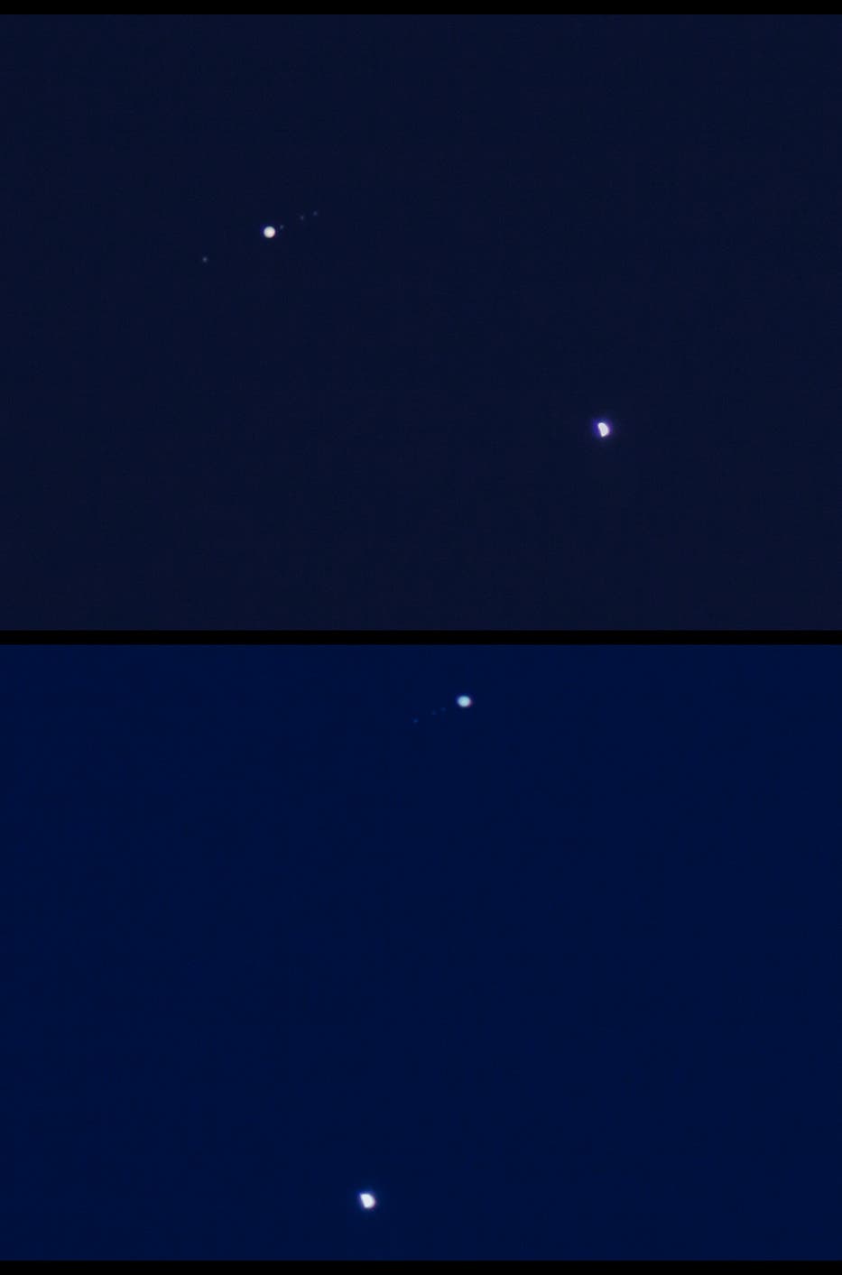 Venus und Jupiter am 30. Juni und 1. Juli 2015