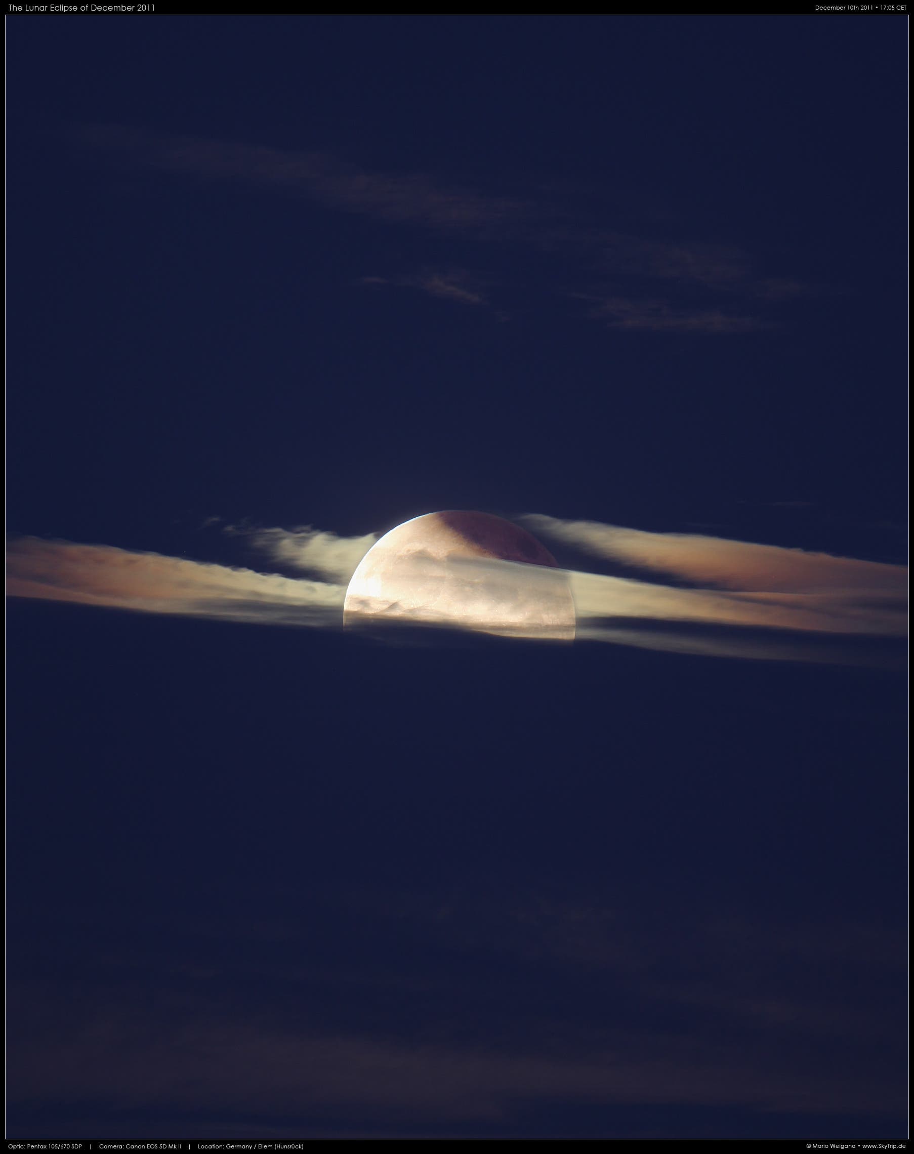 Mondfinsternis am Abendhimmel