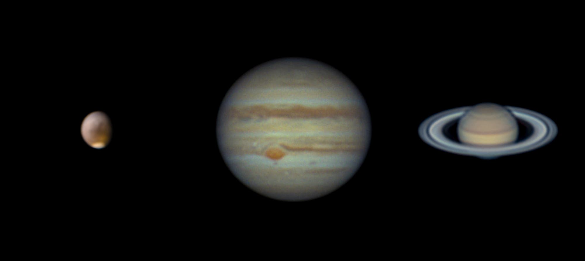 Mars, Jupiter und Saturn am 4. Juli 2020