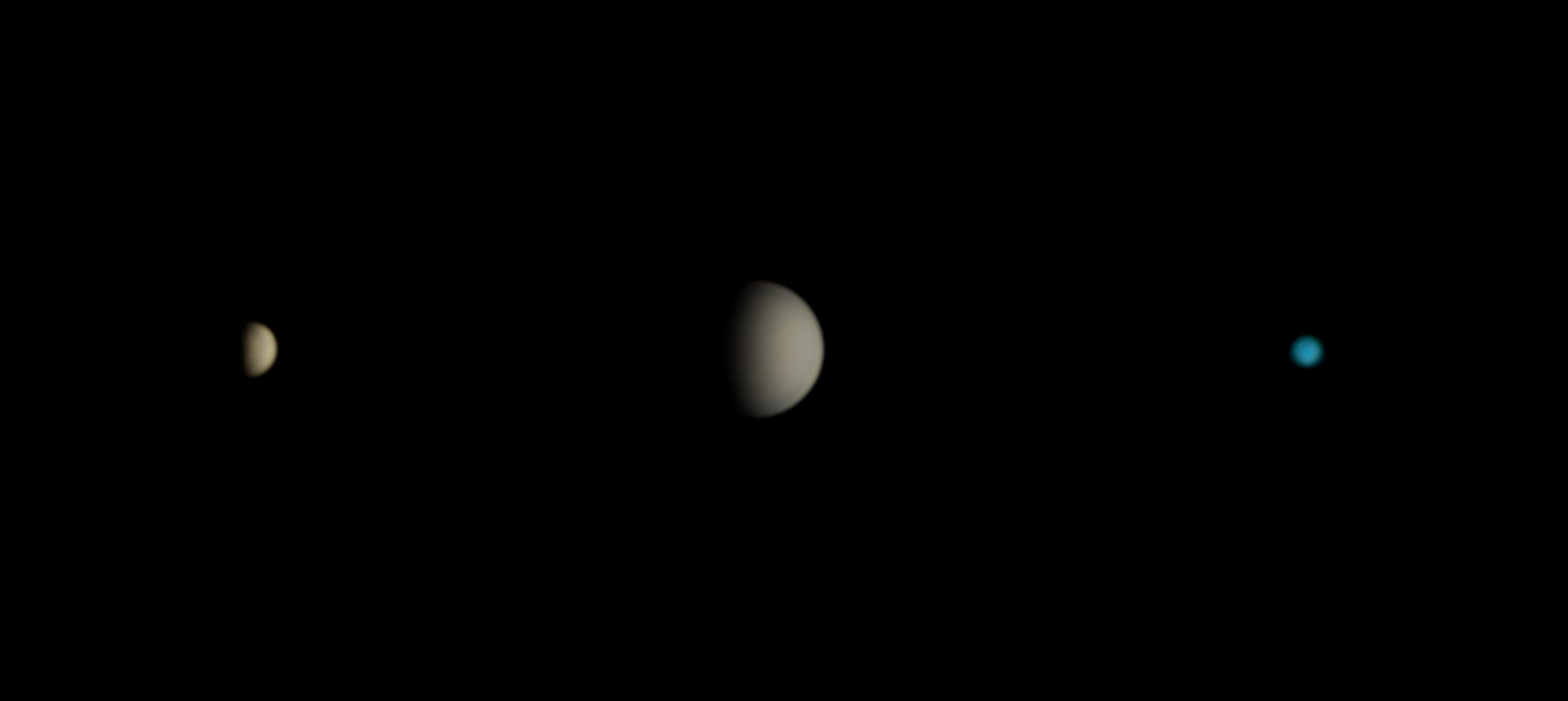 Merkur, Venus und Uranus am 7. Februar 2020
