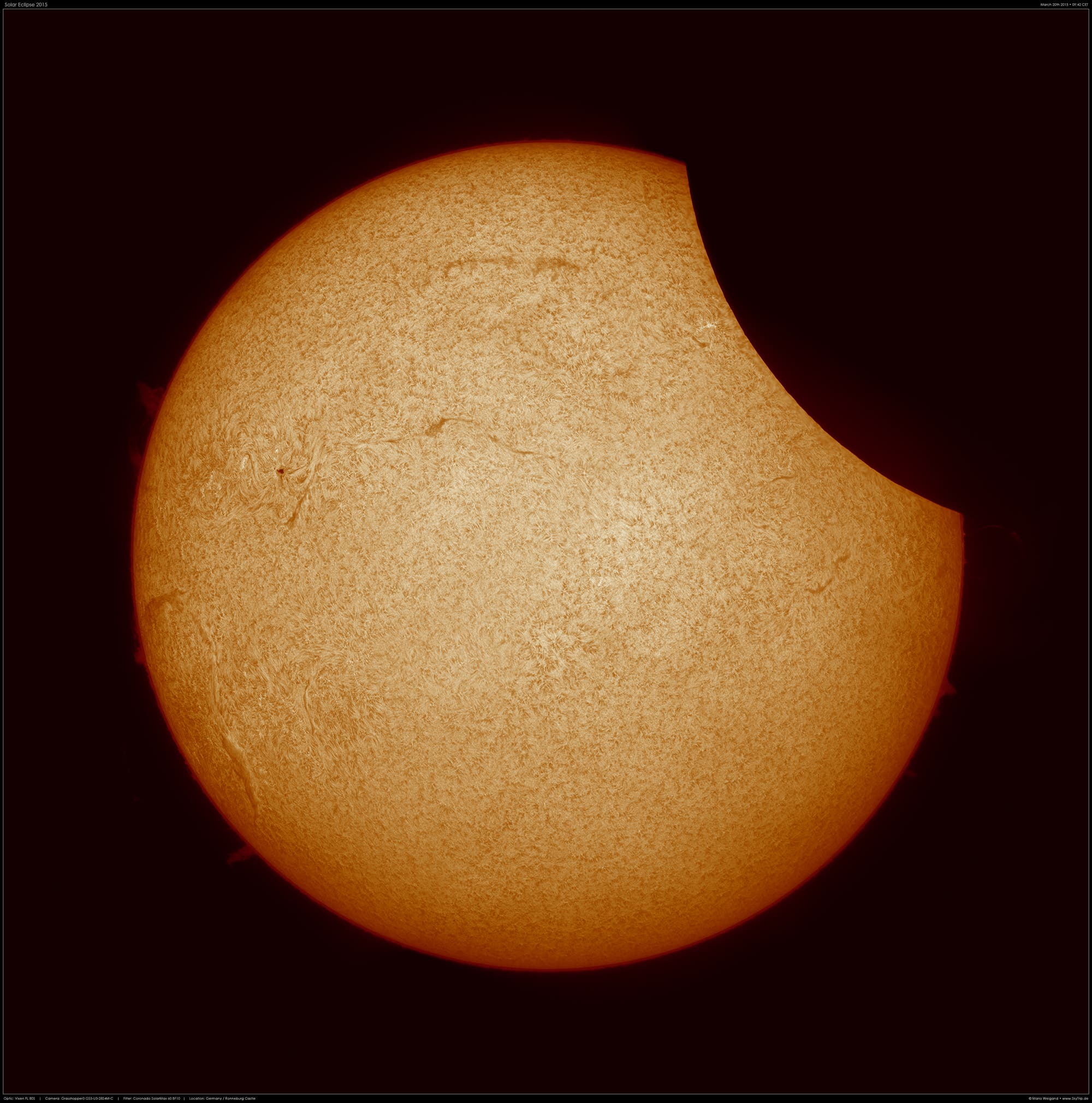 Sonnenfinsternis 2015 in H-Alpha