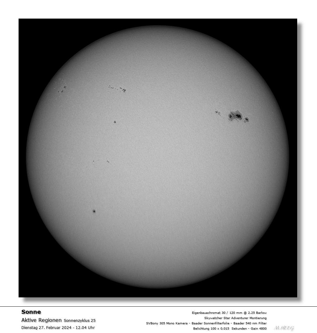 Sonne mit aktiven Regionen bei 540 nm