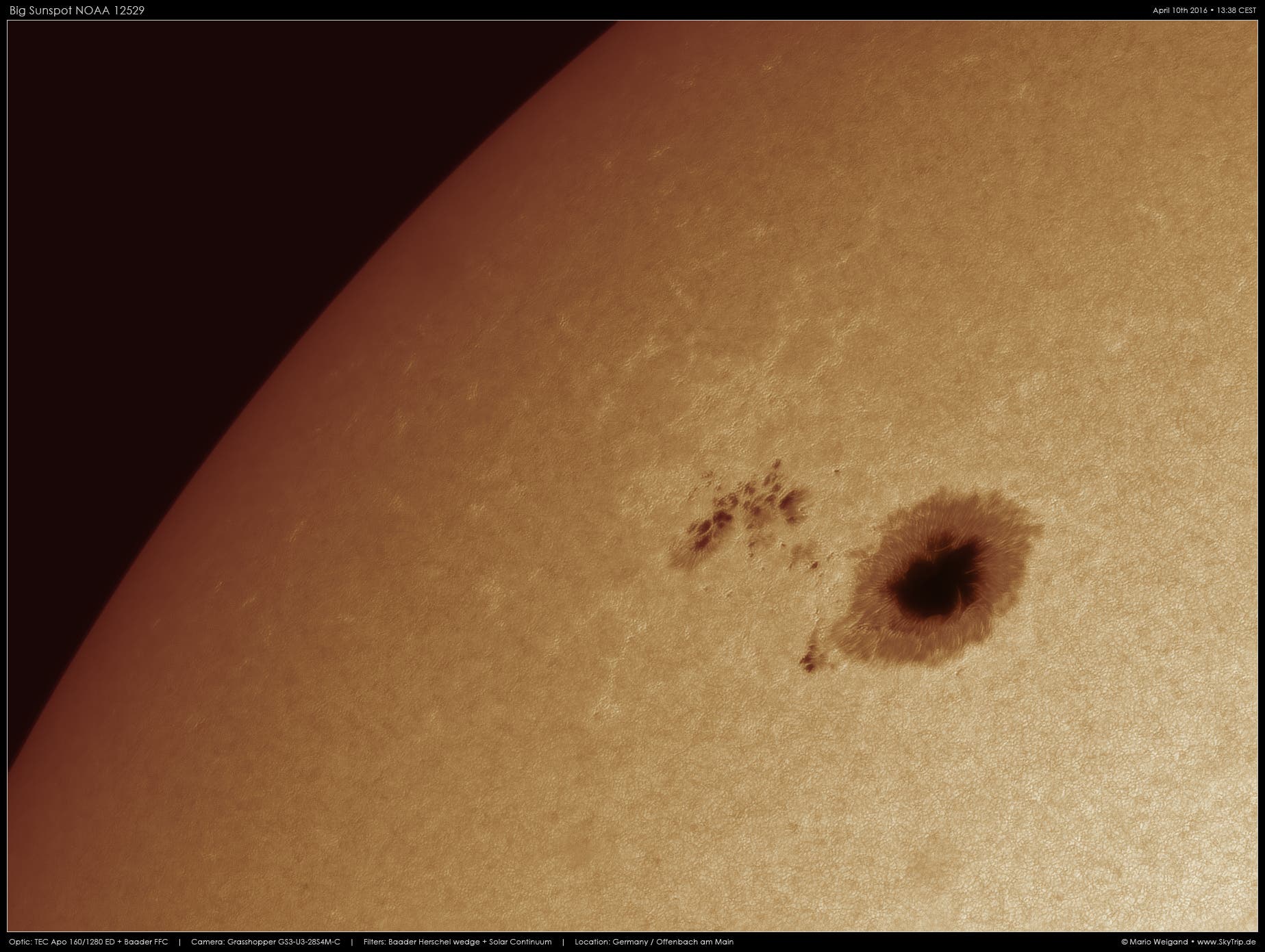 Der große Sonnenfleck NOAA 12529