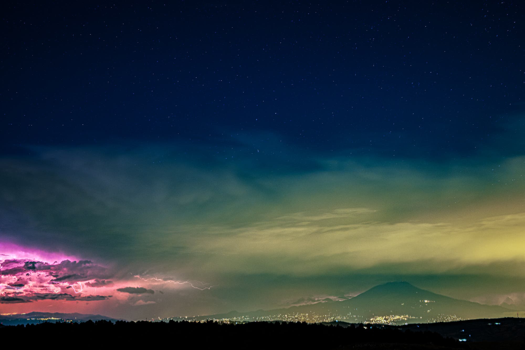 The Stars over the Storm & the Mount Etna - Sicily
