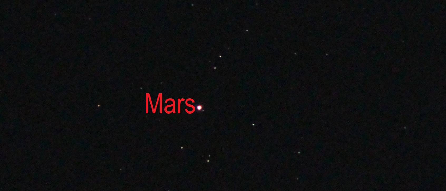 Mars bei Messier 44 (Objekte beschriftet)