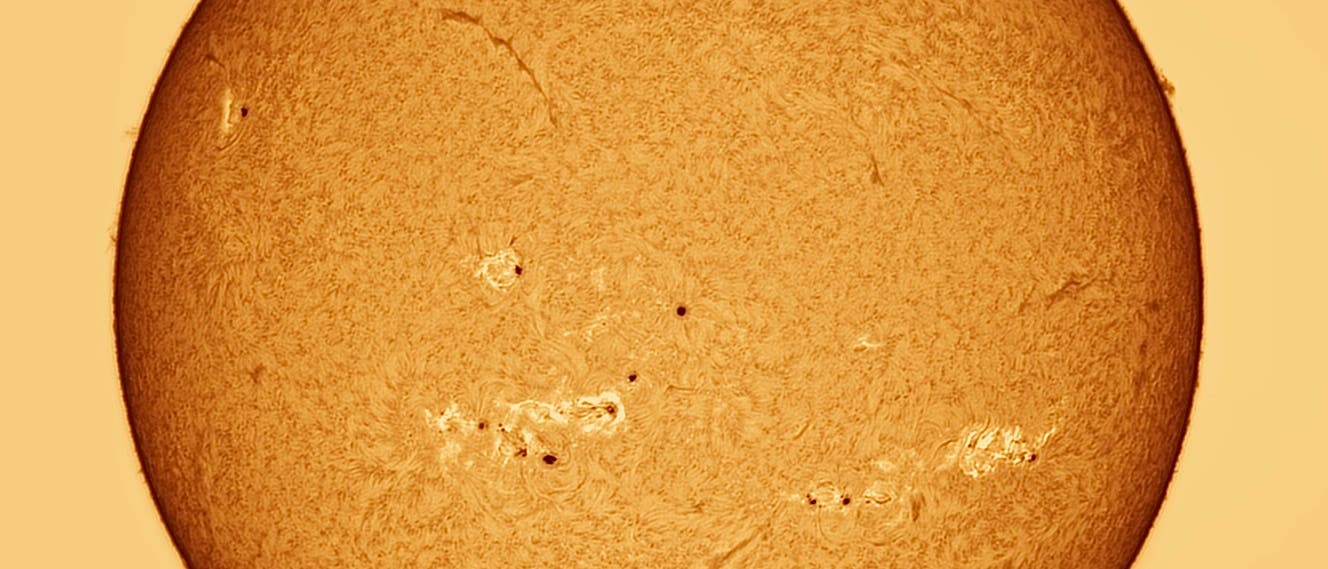 Gesamtübersicht der Sonne in H-alpha vom 28. Juli 2024