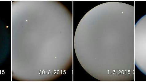Geozentrische Konjunktion in Rektaszension zwischen Venus und Jupiter um den 30. Juni 2015