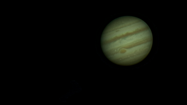 Jupiter mit rotem Fleck und Wolkenstrukturen