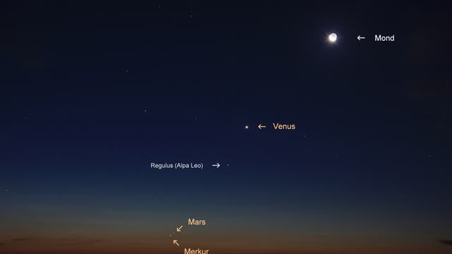 Planetenreigen mit Merkur, Mars und Mond am Morgen des 17. September 2017 (2)