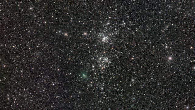 Comet C/2017 T2 PANSTARRS and Double Cluster