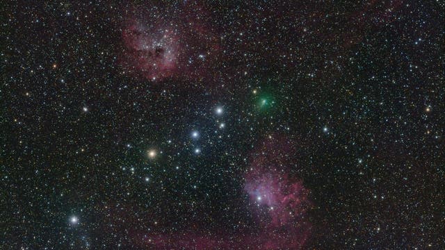 Comet C/2020 M3 ATLAS, IC 405 and IC 410