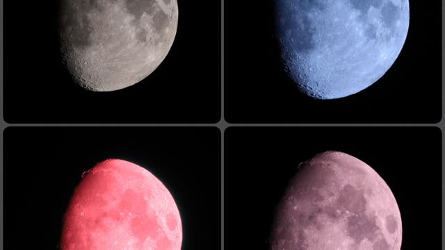 Filter-Ansichten des Mondes mit »Goldenem Henkel« über Uelzen am 11. Februar 2020 