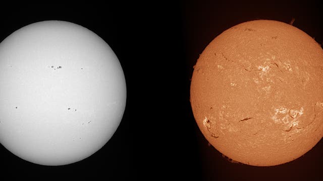 Sonne am 8. Juli 2023 mit Spektroheliograf aufgenommen im H-Alpha-Bereich