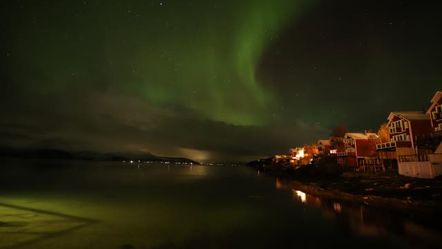 Polarlichter über dem Malangsfjord in Norwegen