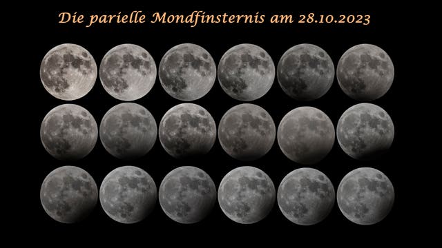 Der Verlauf der partiellen Mondfinsternis am 28. Oktober 2023