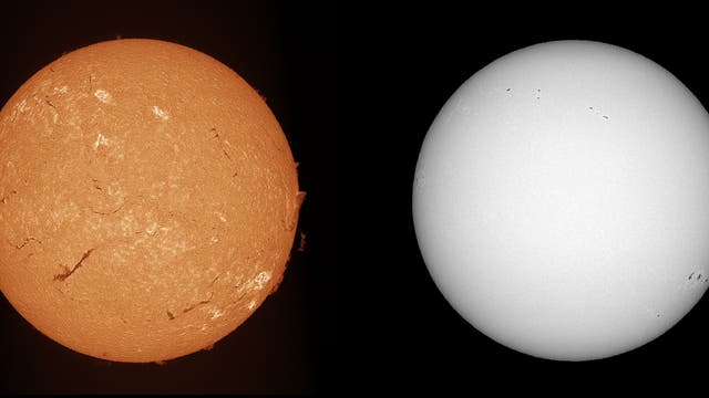 Sonne am 1. Mai 2024 mit Spektroheliograf aufgenommen im H-Alpha-Bereich