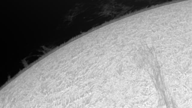 Protuberanzen + großes Filament am 10. Mai