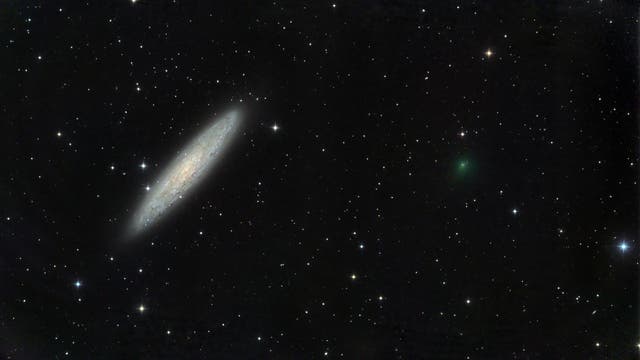 Comet 66P/duToit and Silver Dollar Galaxy