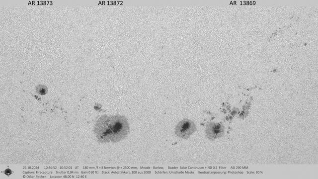 AR 13869, 13872 und 13873 vom 29. Oktober 2024