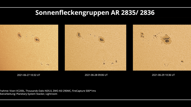 Sonnenfleckengruppen AR 2835/36