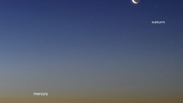 Special conjunction quartet Venus above - moon - Saturn on the right - Mercury bottom left