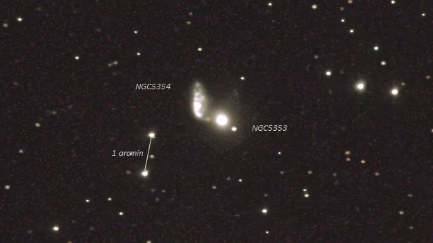 Das wechselwirkende System NGC 5953/5954 in der Schlange (2)