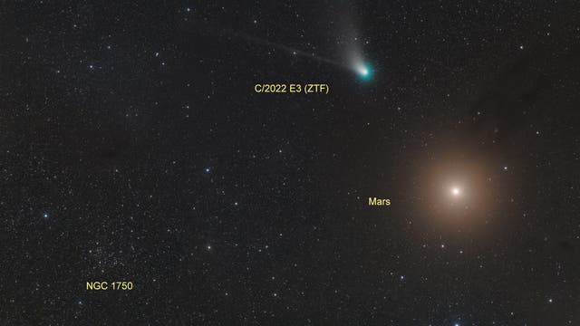 Komet C/2022 E3 (ZTF) bei Mars (2)