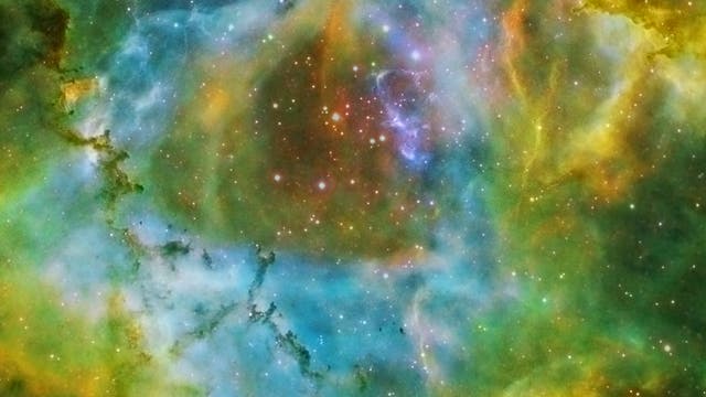 NGC 2244 in Hubble-Palette 100 % Crop des Zentrums