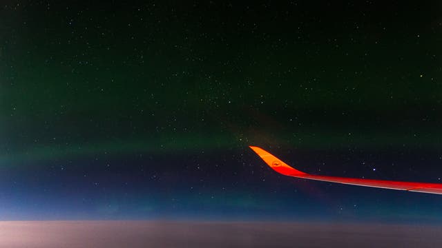 Polarlicht während des Fluges