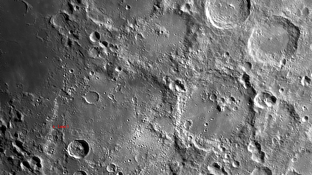 Eine mögliche Absturzstelle von LUNA 5 im großen Krater Deslandres