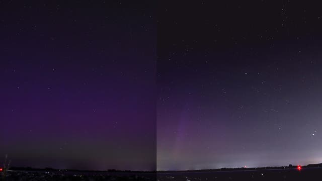 Elbdeich-Panorama in der Polarlichtnacht