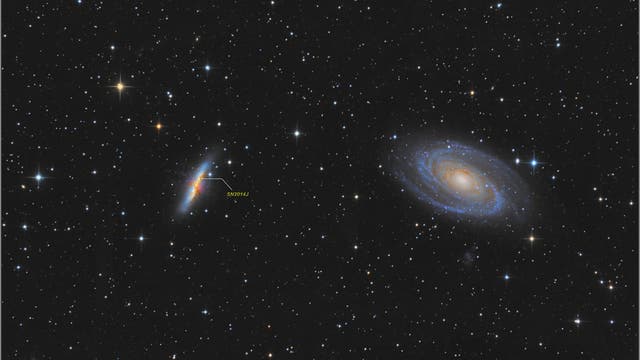 Messier 81 und 82 inklusive Supernova (SN 2014J)