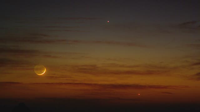 Konjunktion Mond bei Venus und Merkur