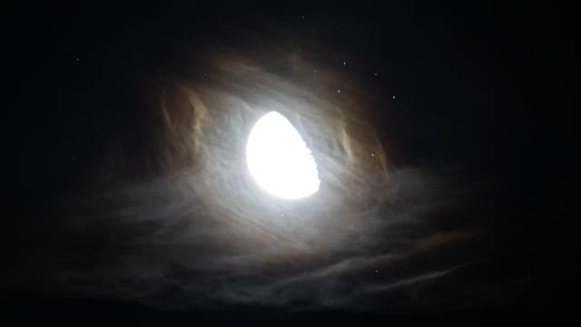 Der Mond in den Plejaden: Kurz vor der Bedeckung von Pleione