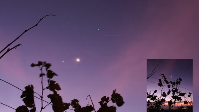 Begegnung von Mars, Venus, Jupiter und Mond mit ISS Spur am 7.11.2015