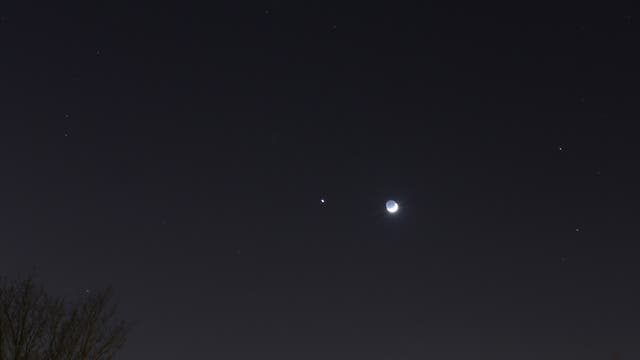 Mond, Jupiter und Venus über Hamburg am 25.3.2012