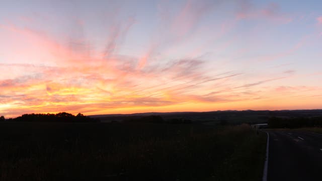 Sonnenuntergang über Greimerath/Eifel