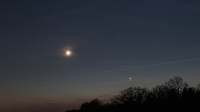 Mond und Venus bei Hyaden und Pleiaden