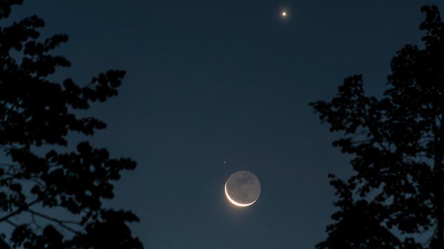 Mondsichel trifft auf Venus und Regulus... (bei 200 mm)