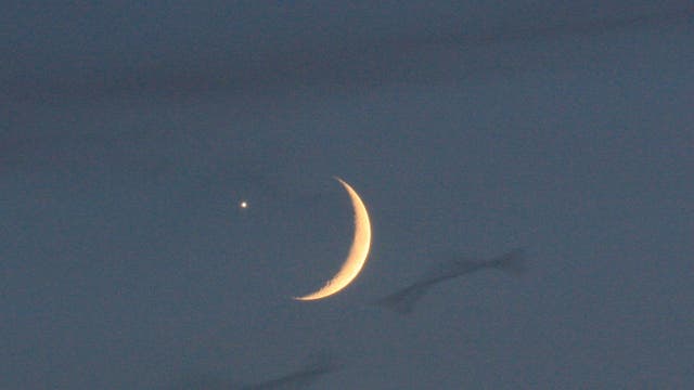 Venus kurz vor Bedeckung durch den Mond