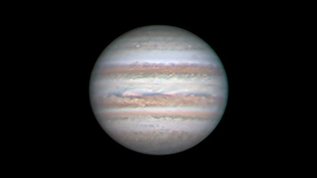Jupiter am 18. November 2012 mit detailreichen Wolkengürteln