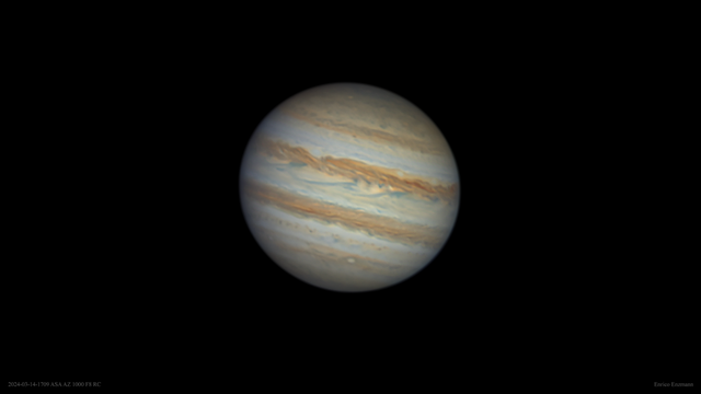 Sehr spätes Jupiterbild vom 14. März 2024 aus Bayern