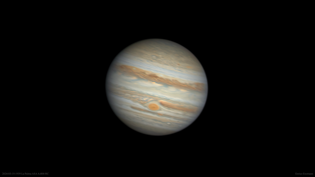 Sehr später Jupiter aus La Palma mit nur 180 Sekunden Belichtungszeit