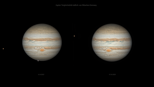 Jupiter verändert die Einrahmung des Roten Flecks in neun Tagen
